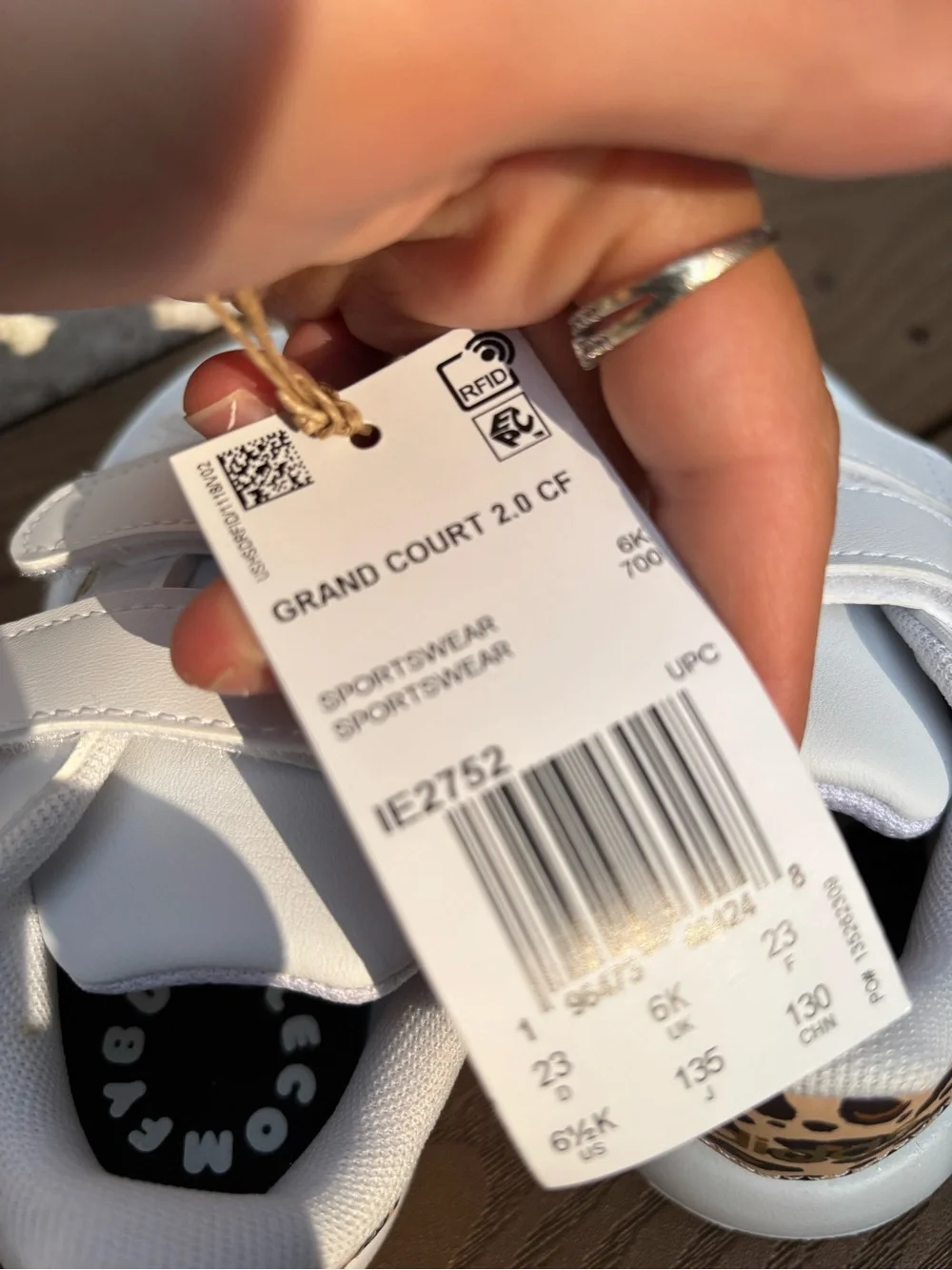 adidas White Kids Sneakers with Leopard-Print Stripes